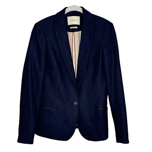 Maison Scotch Women's Blazer Jacket US Size Medium 10 Navy Blue Wool Blend Lined - Picture 1 of 9